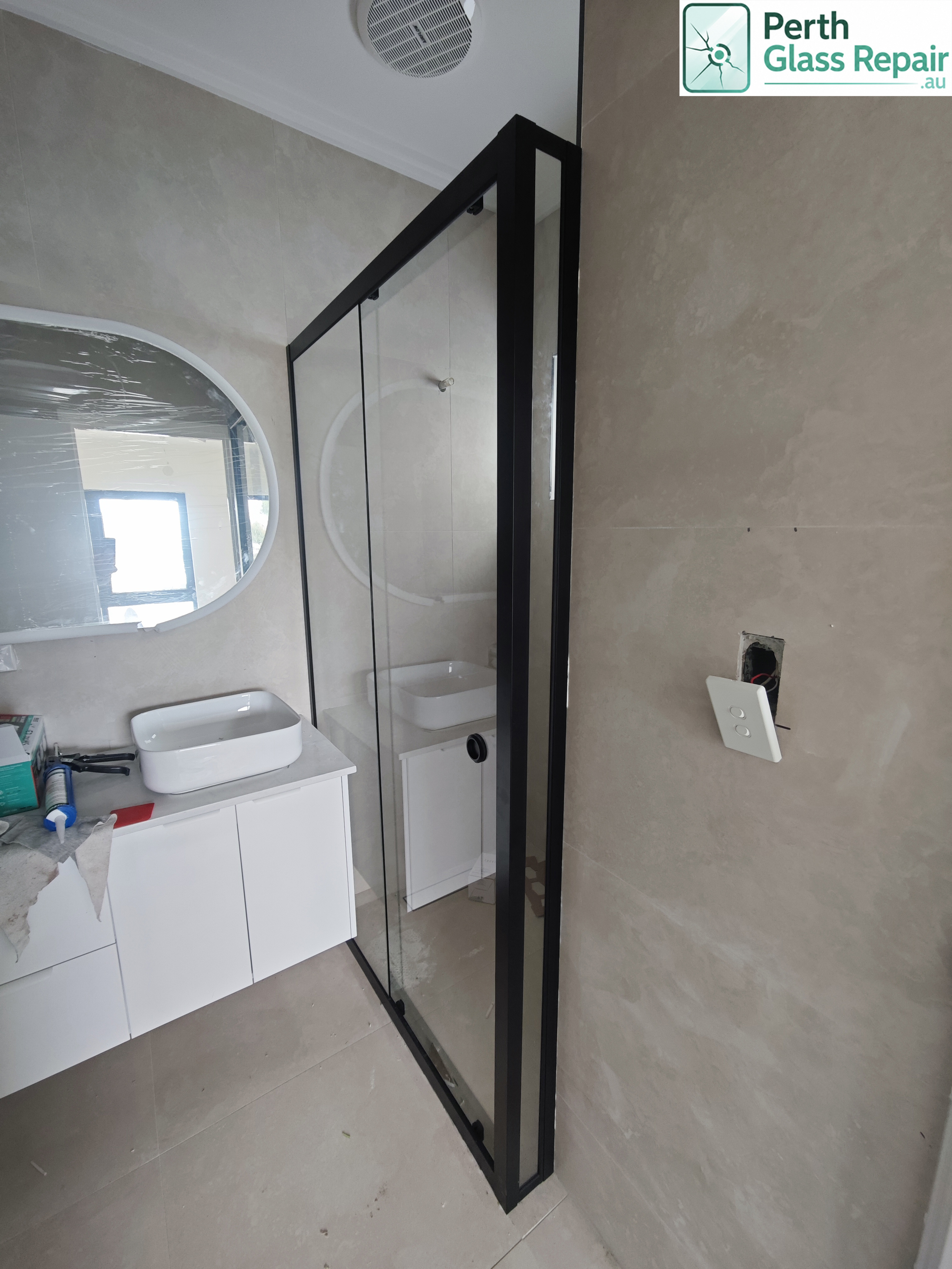 Corner shower screen installation by Perth Glass Repair