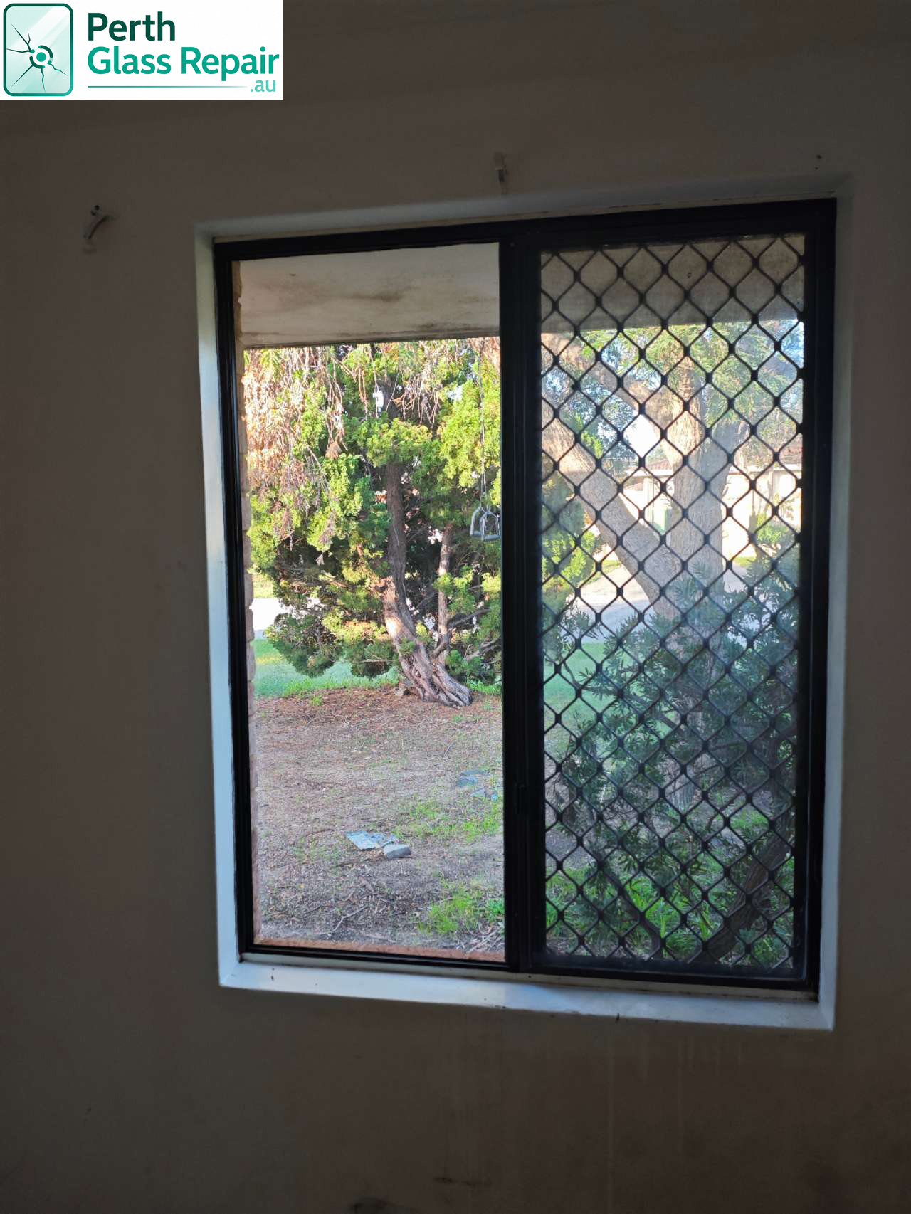 Window glass replacement behind a security screen by Perth Glass Repair